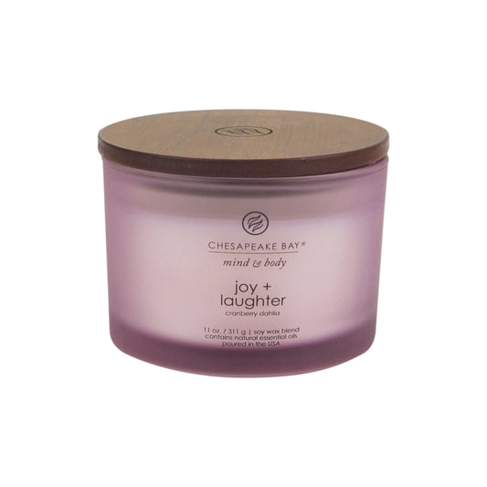 joy laughter cranberry dahlia 3 wick coffee table jar candle
